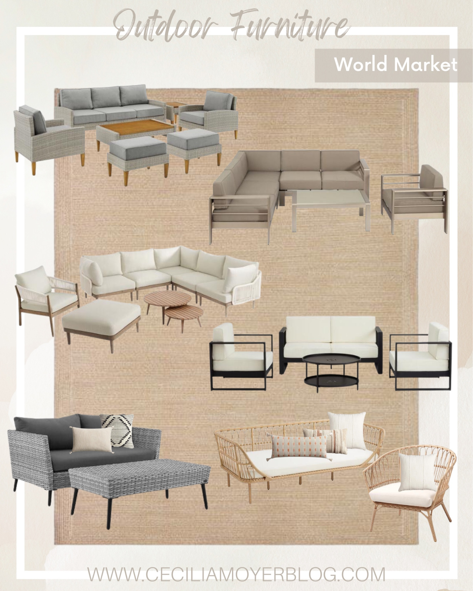 World Market outdoor furniture! Outdoor coffee table - outdoor accent table - outdoor loveseat and chairs - patio dining table - wicker patio furniture - outdoor double chaise lounge - outdoor rug - patio furniture - modern style - outdoor furniture set  


#LTKSeasonal #LTKsalealert #LTKhome