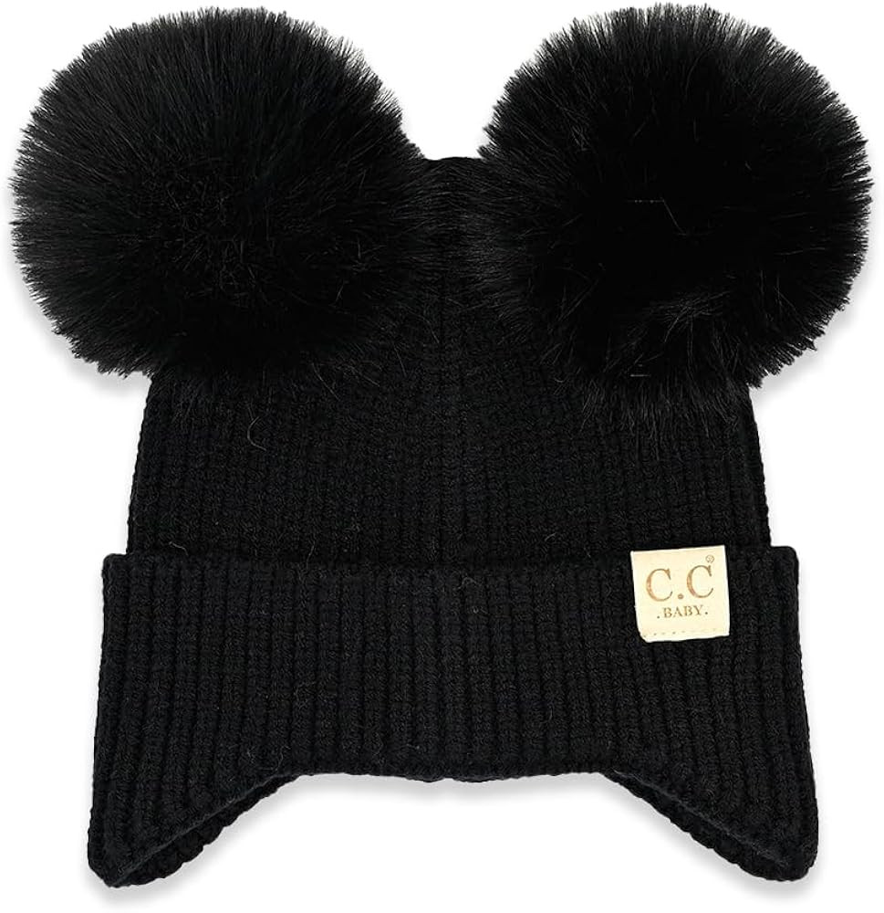 C.C Baby Double Fur Pom Pom Beanie with Ear Flap for Boys Girls - Comfortable Soft Warm Infant To... | Amazon (US)
