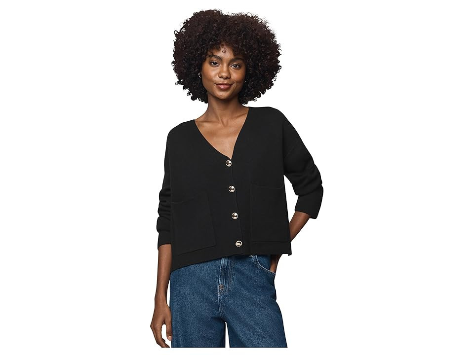 Splendid Libby Cropped Cardigan Women's Sweater Black: LG (Women's 10-12), Polyester/Viscose | Zappos.com