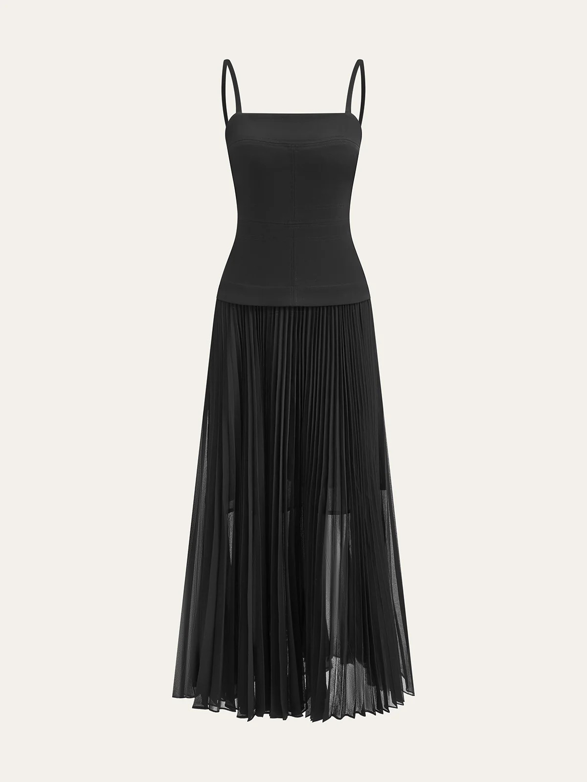 Spaghetti-Strap Backless Pleated Maxi Dress | Commense