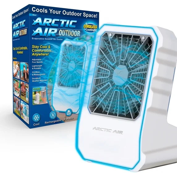 Arctic Air Outdoor Portable Evaporative Air Cooler, 3 Fan Speeds Cordless Cooling | Walmart (US)