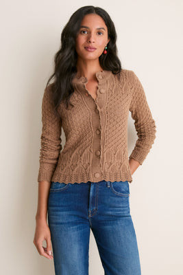 Mocha Pointelle Capucine Cardigan | Tuckernuck (US)