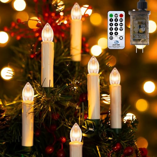A.bigwhale Christmas Tree Candle Lights Plug in, 30 LED Flameless Clip on Candles for Christmas Trees with Remote and Timer, Xmas Holiday Celebration Decoration, Warm White | Amazon (US)
