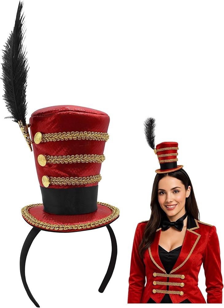 Nicky Bigs Novelties Adult Mini Majorette Ringmaster Small Top Hat Headband Lion Tamer Headpiece ... | Amazon (US)