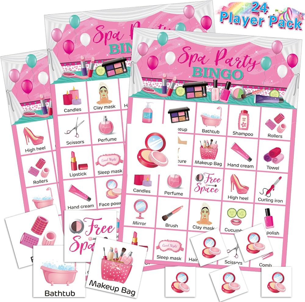Liliful 35 Pcs Spa Party Bingo Game 24 Players Girls Makeup Party Bingo Cards Beauty Themed Games... | Amazon (US)