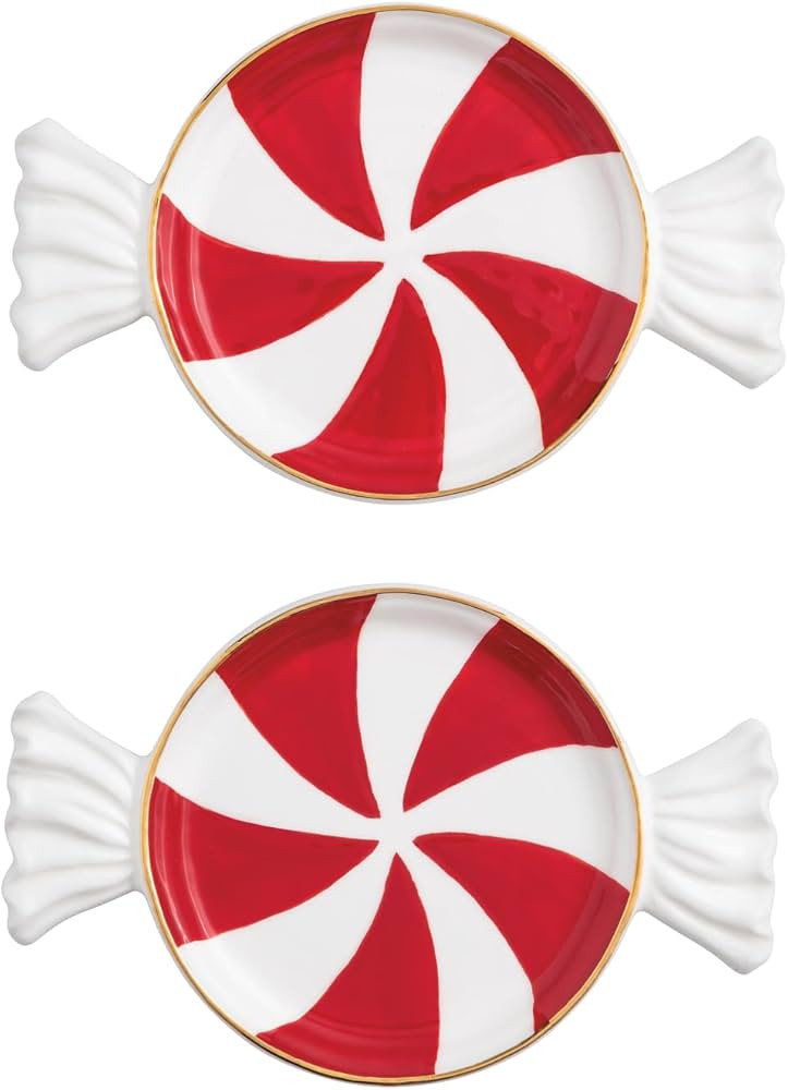 Mud Pie Christmas Red Peppermint Tidbit Plate | Amazon (US)