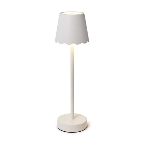 Two's Company Scalloped Edge Shade LED Cordless Table Lamp, 14.5-Inch, White | Amazon (US)