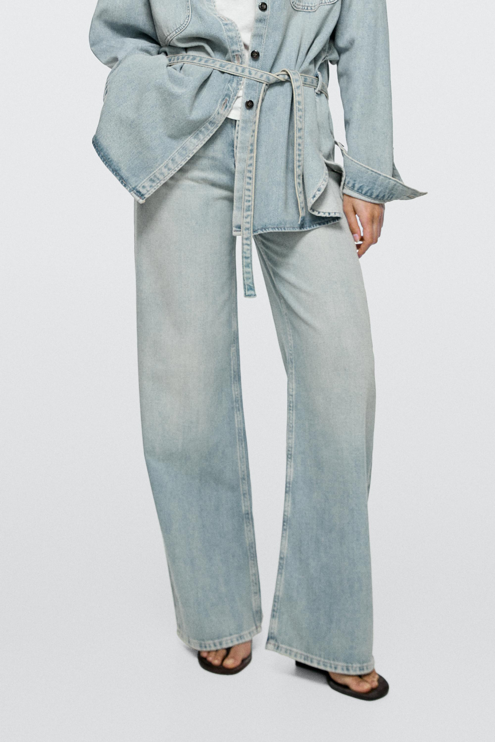 High-waist barrel fit jeans - Light Blue | Massimo Dutti US