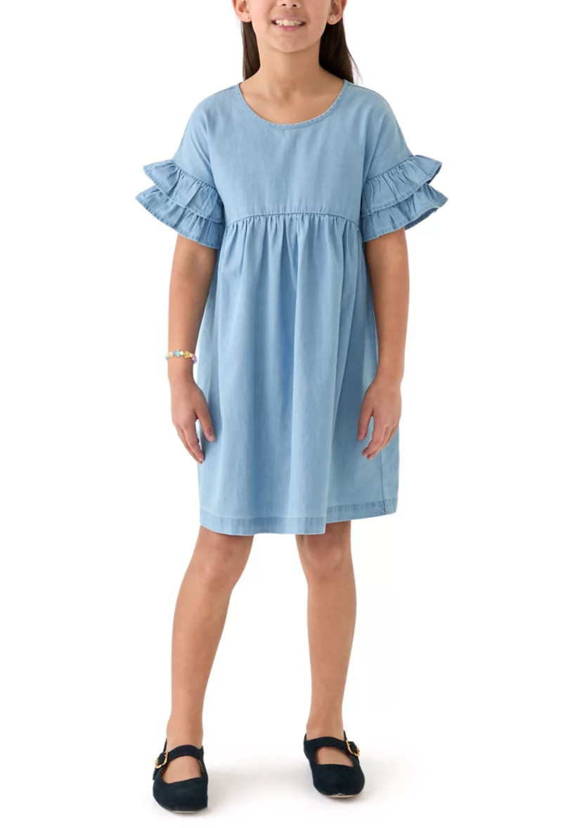 Girls 7-16 Chambray Ruffle Dress | Belk