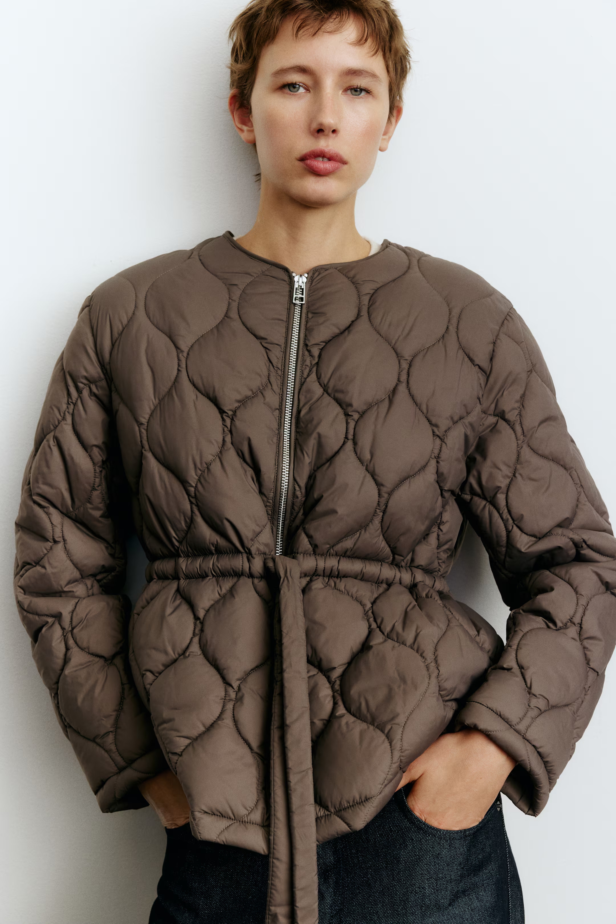Quilted Jacket - Dark taupe - Ladies | H&amp;M US | H&amp;M (US + CA)
