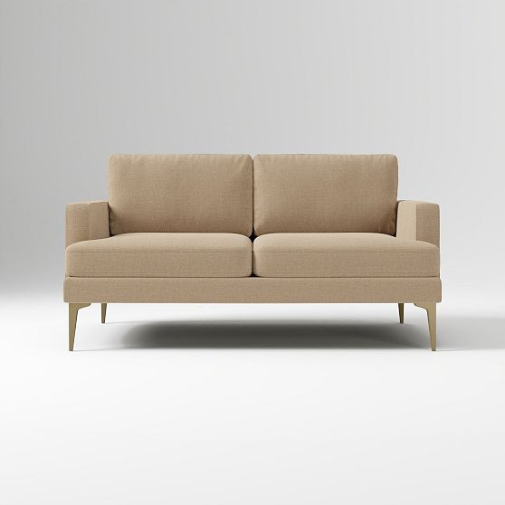 Andes 60in Sofa, Twill Camel, Blackened Brass | West Elm (US)