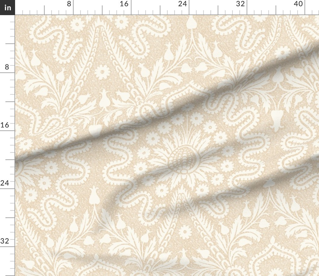 Santorini Damask Third Beige Fabric | Spoonflower | Spoonflower