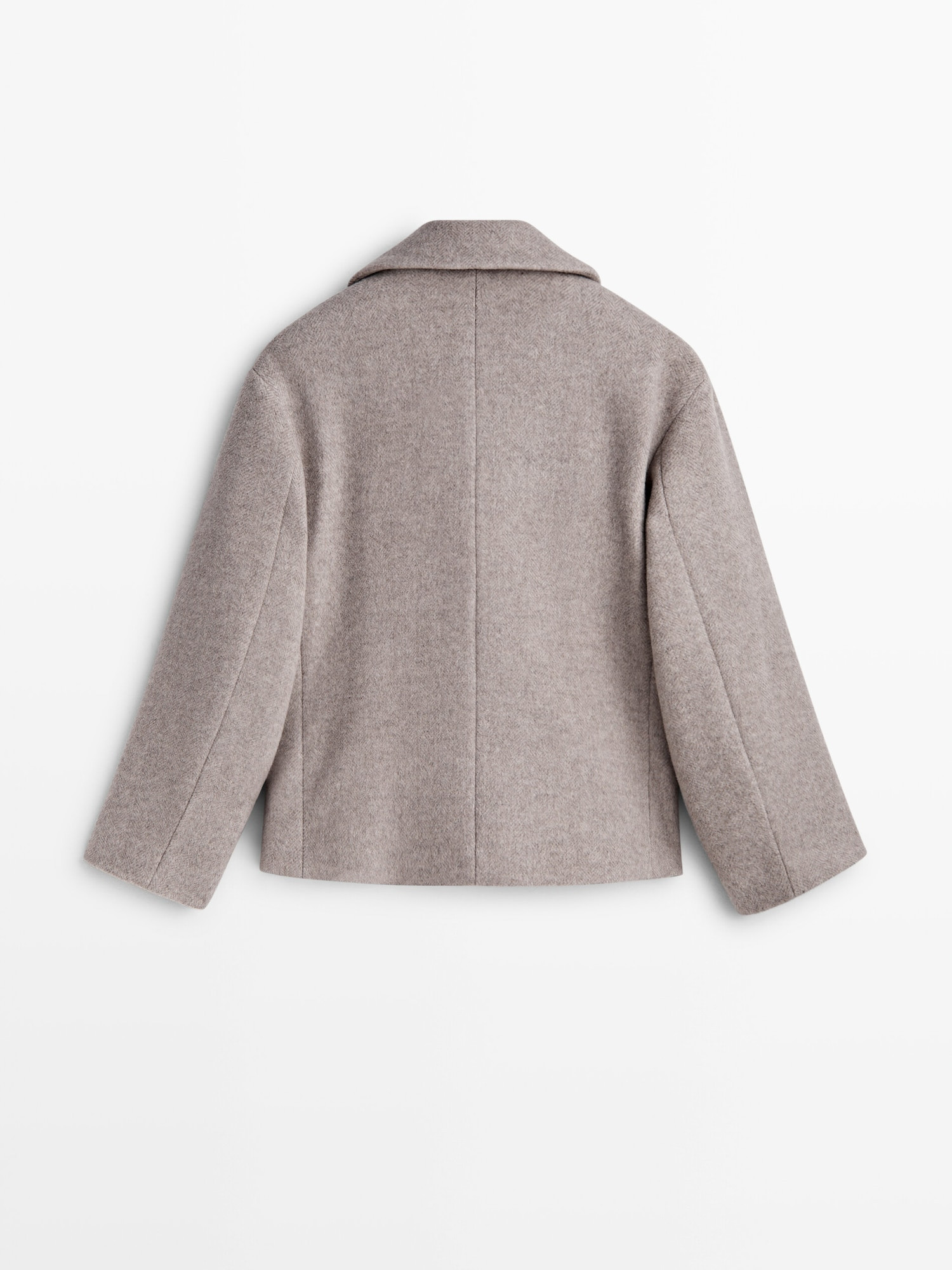 Grey short twill pea coat | Massimo Dutti US