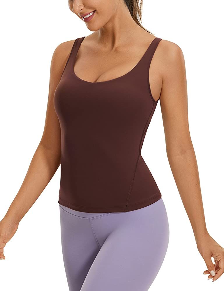CRZ YOGA Womens Butterluxe V Neck Workout Tank Top - with Built in Shelf Bra Slimming Tummy Contr... | Amazon (US)