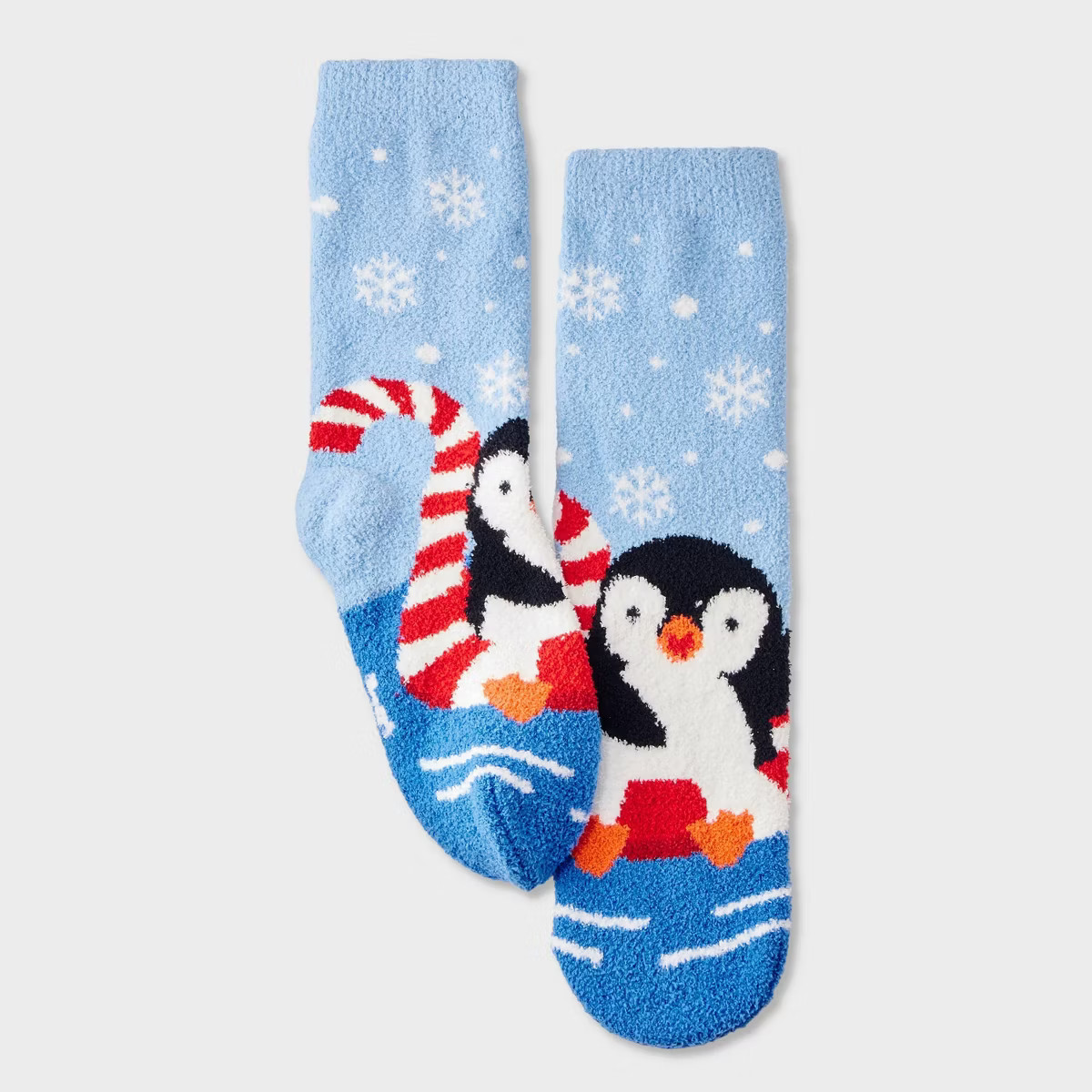 Women's Vacation Penguin Cozy Christmas Crew Socks with Gift Card Holder - Wondershop™ Light Bl... | Target