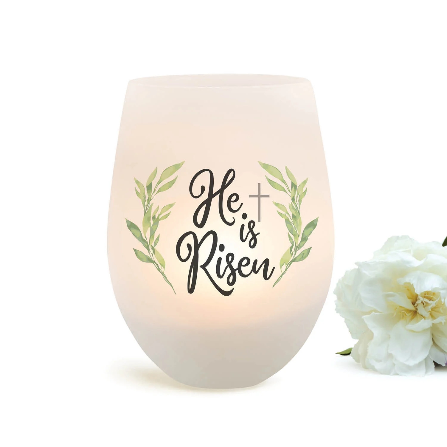 Personalized Planet He Is Risen Frosted Glass Mason Jar Votive Candle Holder | Walmart (US)