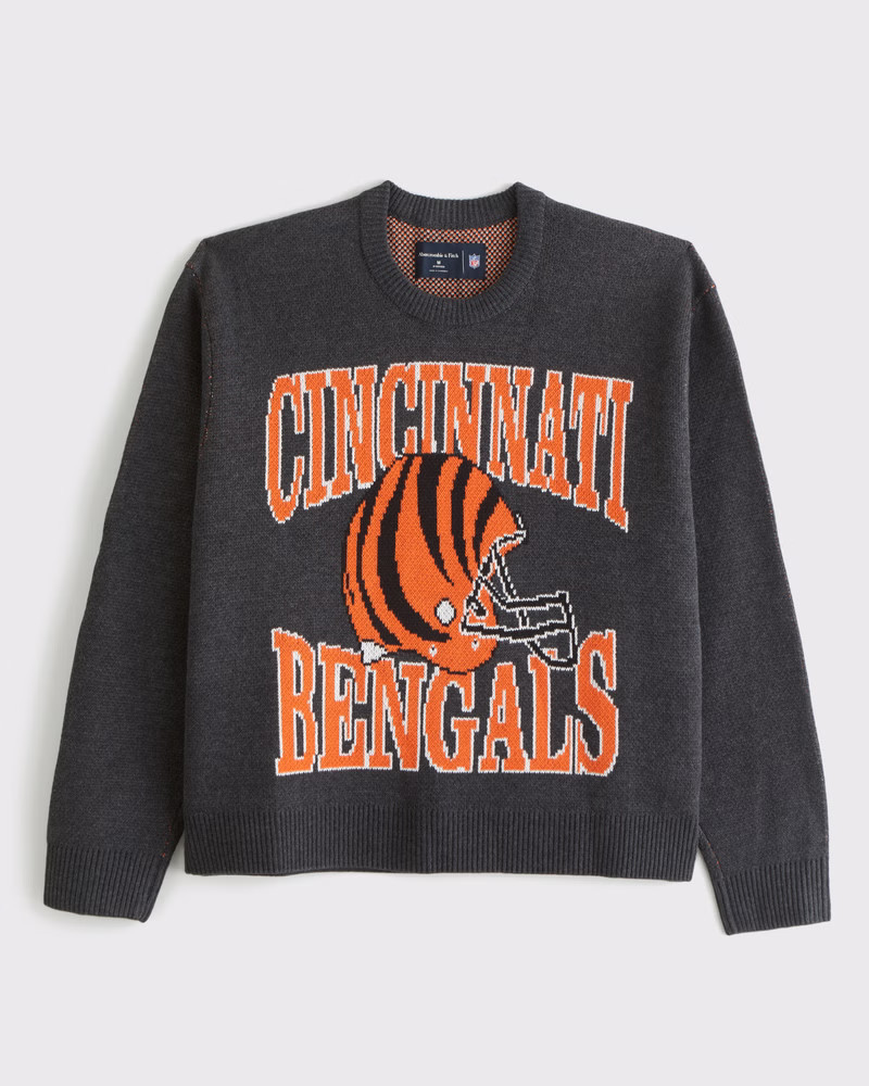 Abercrombie & Fitch Men's Cincinnati Bengals Crew Sweater in Orange-Bengals - Size XXL | Abercrombie & Fitch (US)