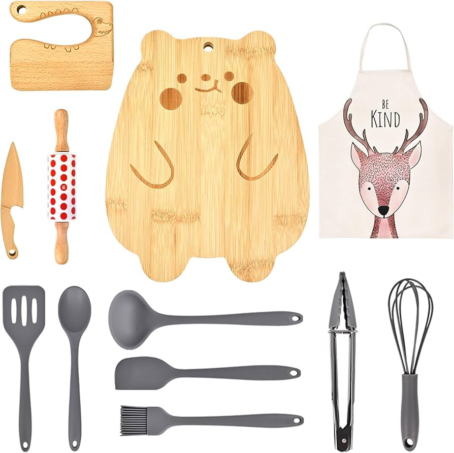 Kids Knife Set for Real Cooking and Baking, 12 PCS Toddler Montessori Kitchen Tools, Toddler Knif... | Amazon (US)