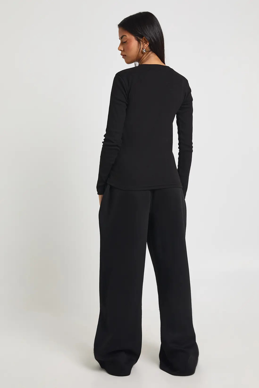 Rib Button Through Long Sleeve Top Tracksuit | Boohoo.com (UK & IE)