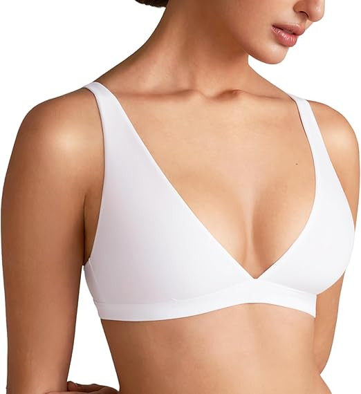 INLYRIC Women's Inbarely Soft Plunge Bralette - Deep V Unlined Triangle No Padding No Underwire S... | Amazon (US)