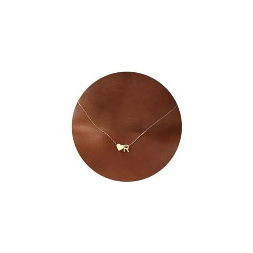 Turandoss Initial Necklaces for Women Trendy, 18K-Gold-Plated Tiny Heart Initial R Necklace Dainty Heart Necklaces Tiny Personalized Monogram Name Necklace for Women Jewelry | Amazon (US)