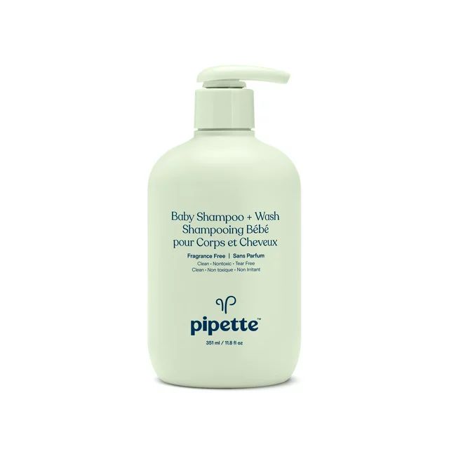 Pipette Tear-Free Baby Shampoo & Wash, Fragrance-Free for Sensitive Skin, 11.8 fl oz | Walmart (US)