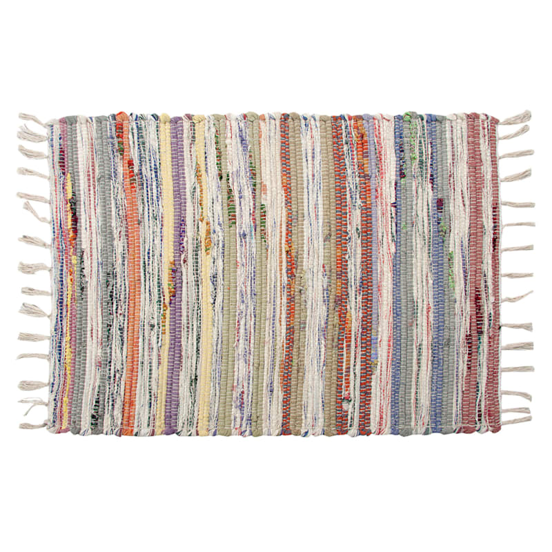 Multicolor Pastel Striped Chindi Accent Rug, 27x45 | At Home