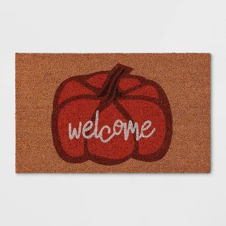 1&#39;6&#34;x2&#39;6&#34; &#39;Welcome&#39; Pumpkin Harvest Doormat Dark Orange - Room Essentials... | Target