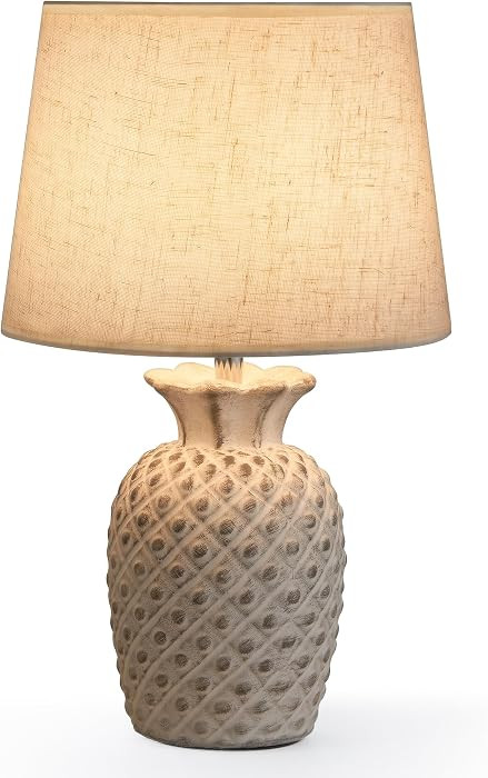 UMEXUS 13" Small Rechargeable Cordless Table Lamp, Pineapple Ceramic Base | Amazon (US)
