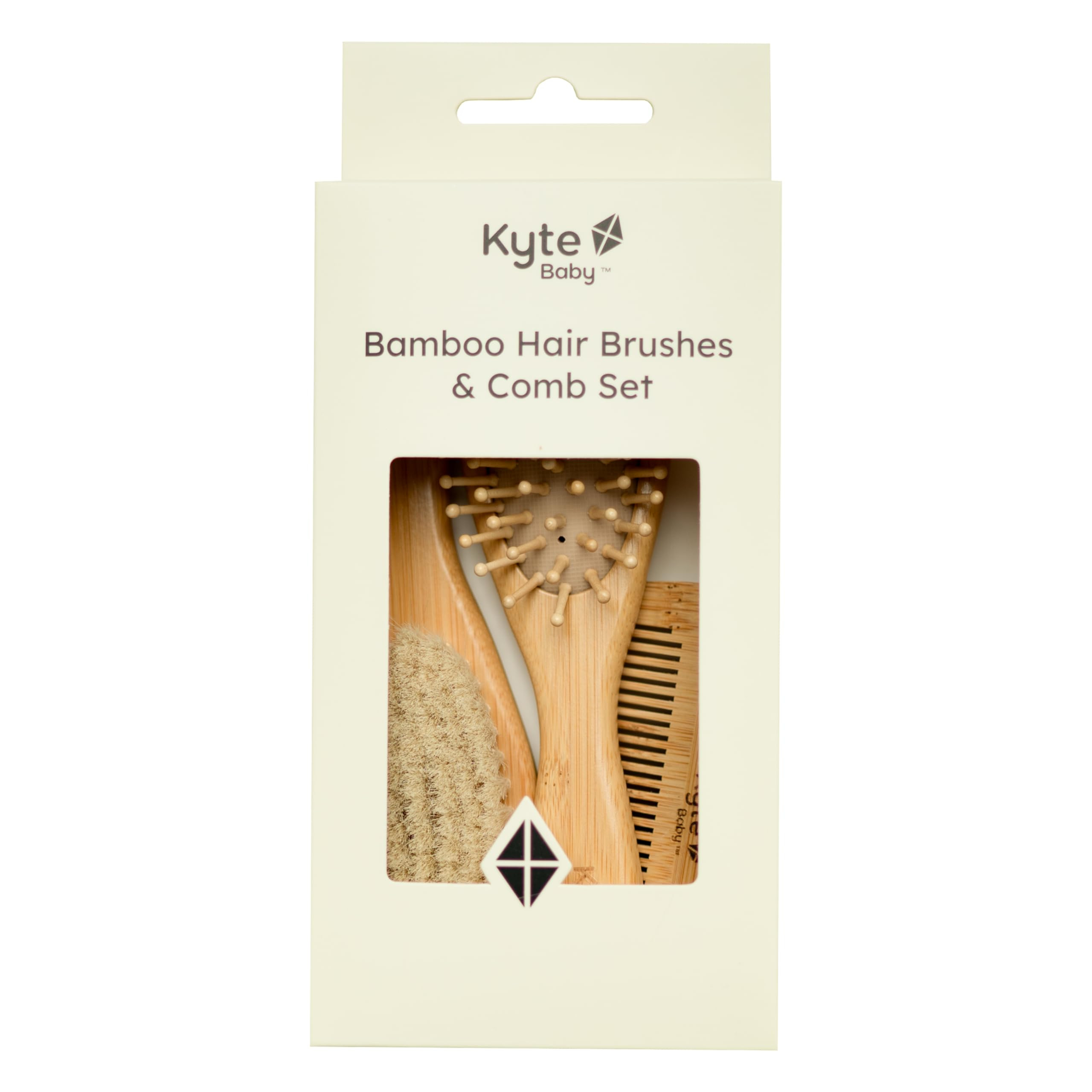 Kyte BABY Bamboo 3-Piece Brush Set - 1 Goat Hair Brush, 1 Wooden Bristle Brush and 1 Bamboo Comb | Amazon (US)