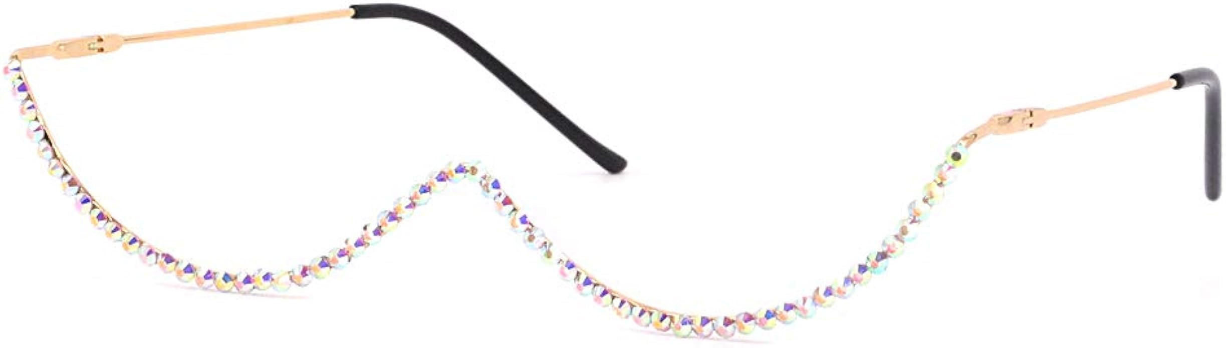 Naimo Half Frame Sparkling Crystal Sunglasses UV Protection Rhinestone Sunglasses Without Lens | Amazon (US)