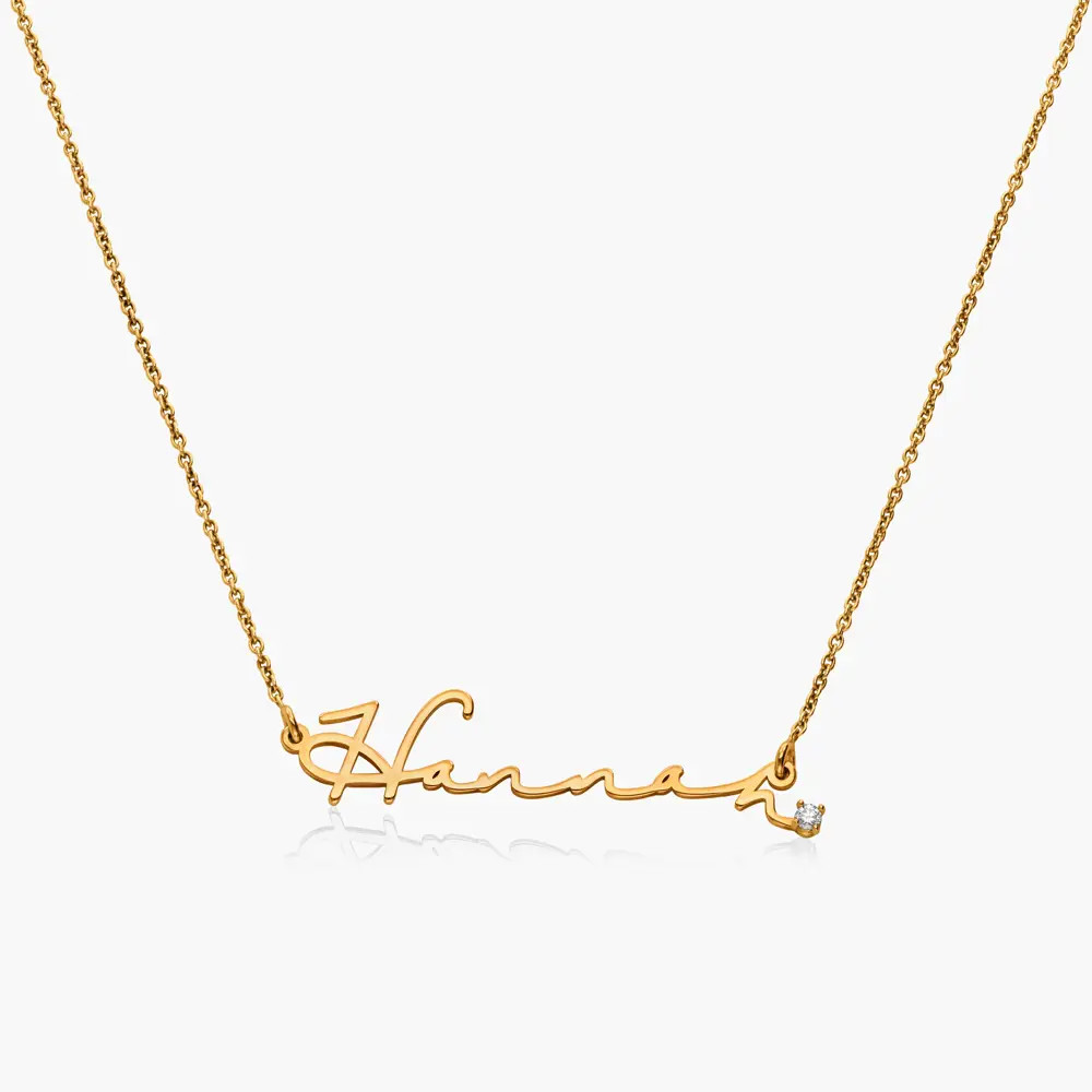 Mon Petit Name Necklace with Diamond - Gold Plated | Oak & Luna (US)