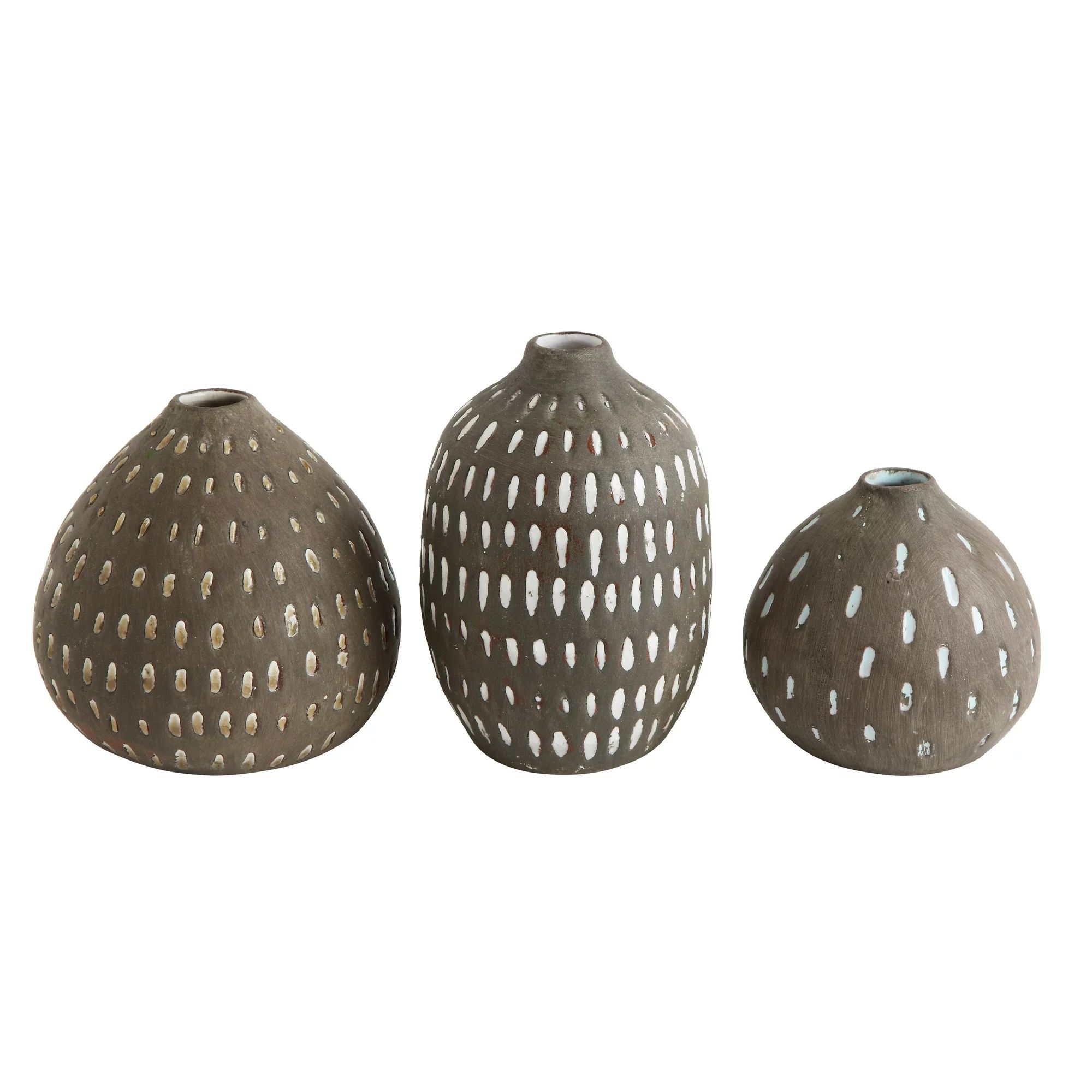 Creative Co-Op Hand Painted Brown Decorative Vases (Set of 3 Shapes/Sizes) | Walmart (US)