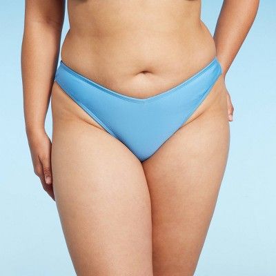 Women's V-Front High Leg Cheeky Bikini Bottom - Wild Fable™ Bright Blue | Target