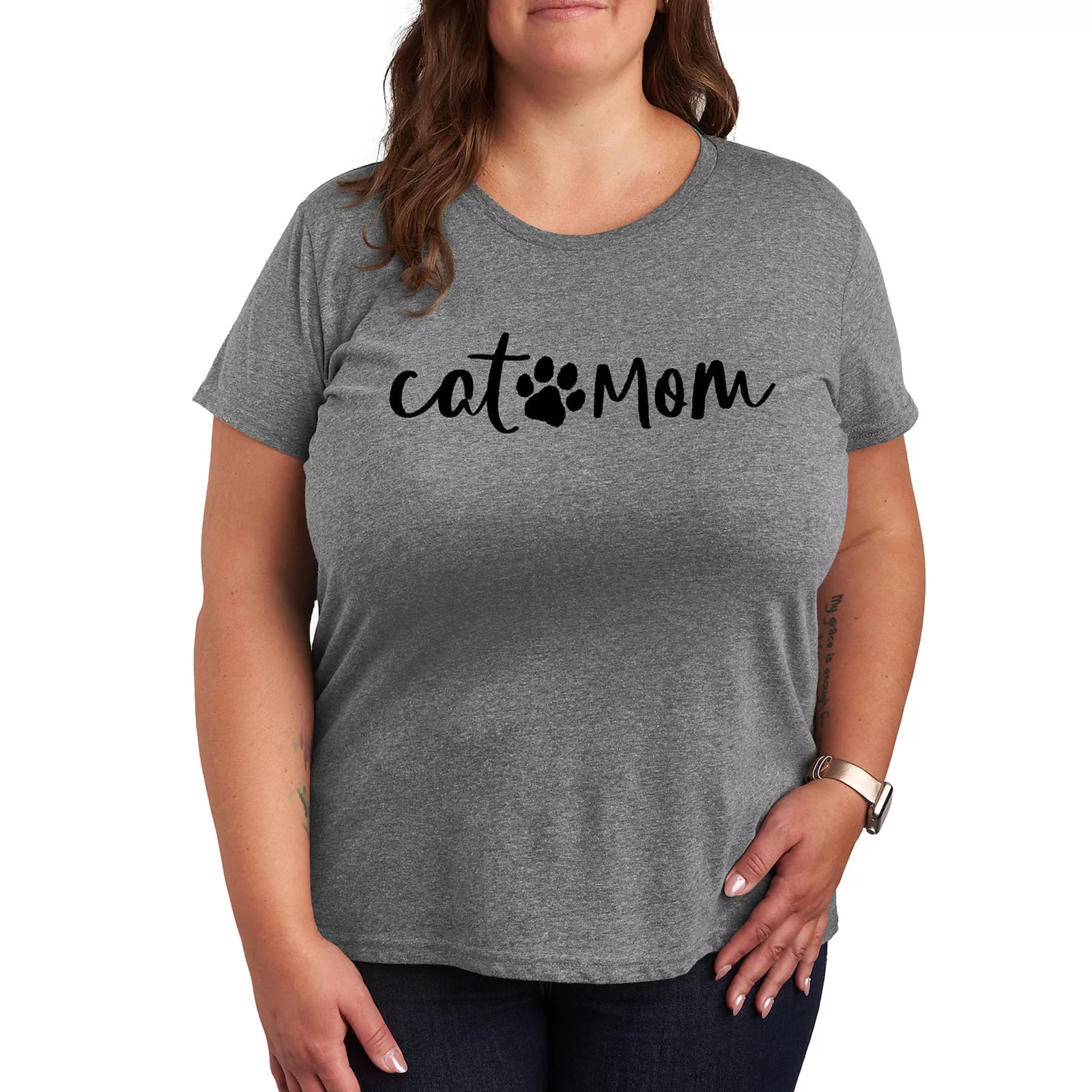Plus Cat Mom Graphic Tee, Women's, Size: 3XL, Grey Gray | Kohl's