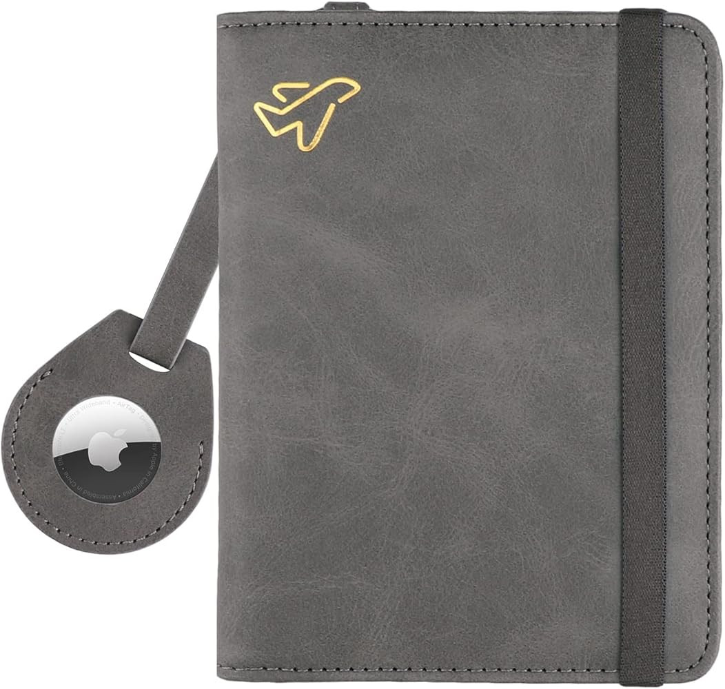 WALNEW AirTag Passport Holder, PU Leather Airtag Wallet RFID Blocking Passport Cover Travel Essen... | Amazon (US)