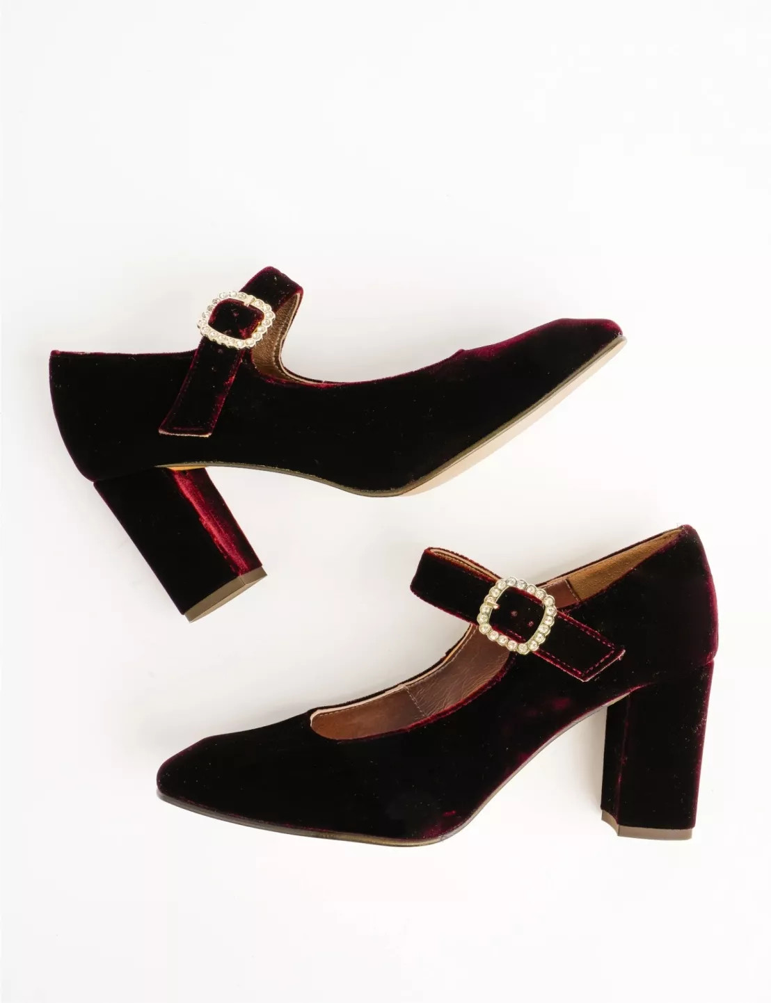 High Mary Jane Velvet Shoe - Bordeaux | Penelope Chilvers