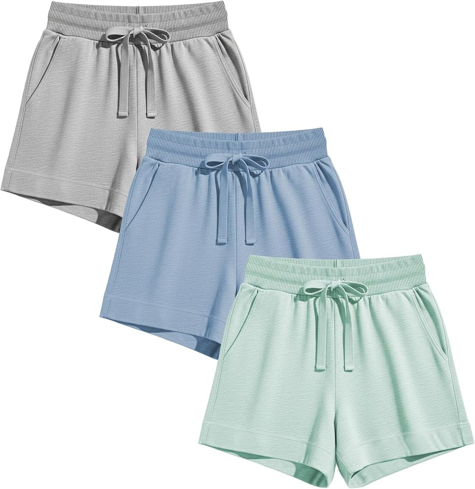 Sexy Basics Women's 3 Pack Active Wear Lounge Yoga Gym Casual Sport Shorts | Amazon (US)