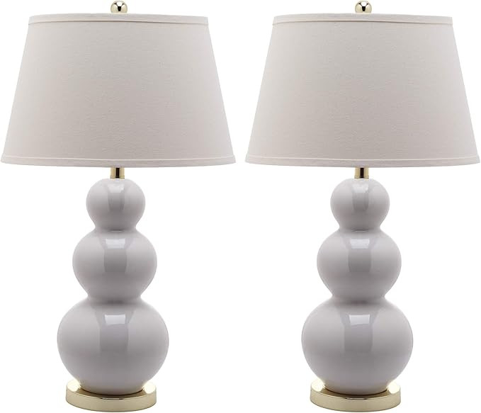 SAFAVIEH Lighting Collection Pamela Modern Contemporary White Triple Gourd Ceramic 27-inch Bedroo... | Amazon (US)