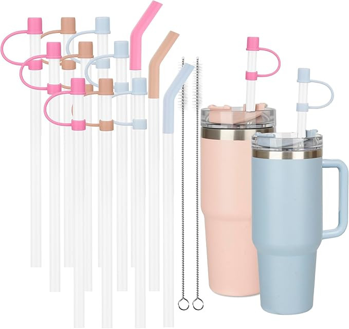 12 Straws with Cover Cap for Stanley Tumbler 40 oz 30 oz, 20oz,14oz Replacement - Reusable Straw ... | Amazon (US)