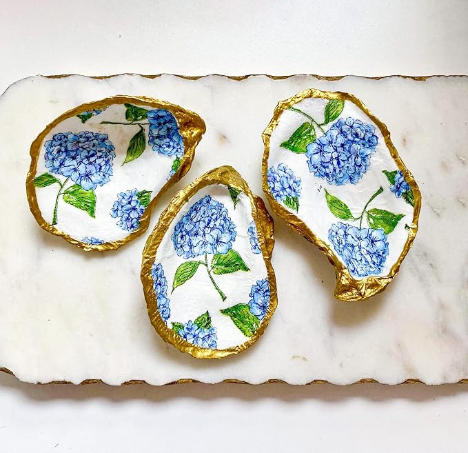 Blue Hydrangea Print Oyster Shell Decor – Bridesmaid Gift, Trinket Dish, Unique Wedding Favor, ... | Amazon (US)
