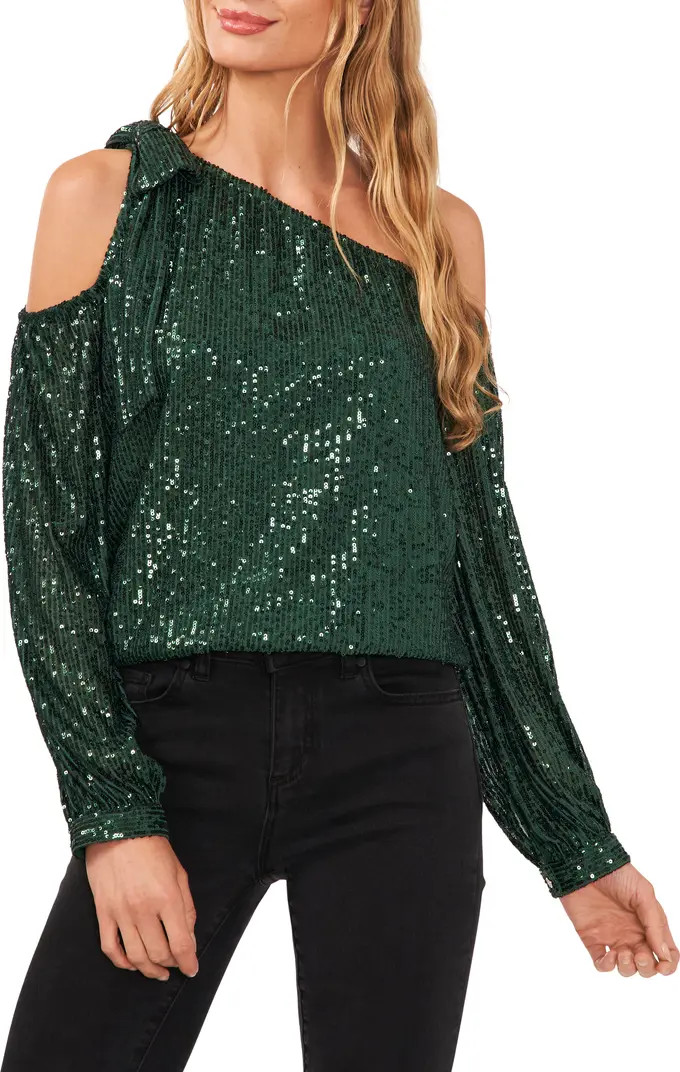 CeCe One-Shoulder Sequin Top | Nordstrom | Nordstrom