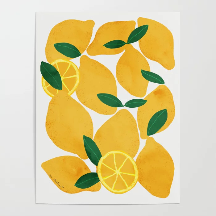 lemon mediterranean still life Poster | Society6