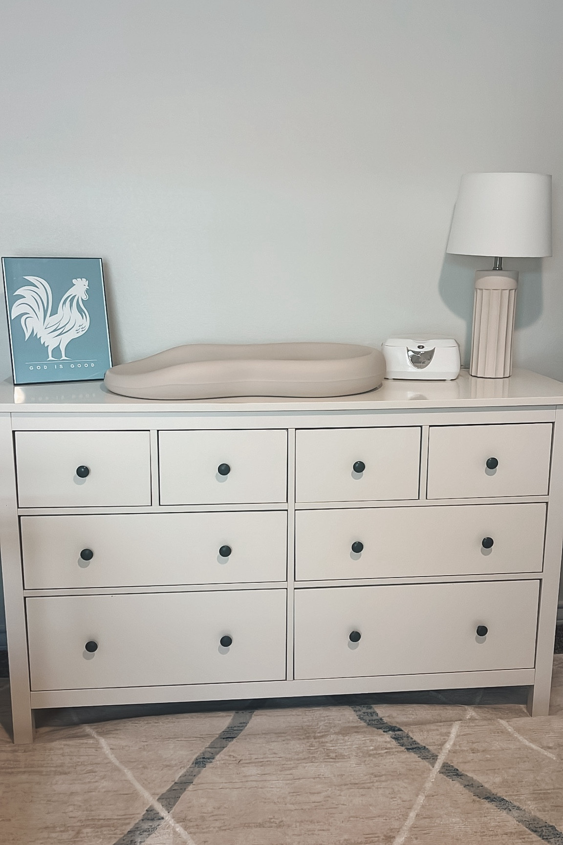 Nursery dresser decor! We finally finished our nursery dresser and it came out cuter than i ever expected! 🩵 

#LTKbaby #LTKfamily #LTKhome