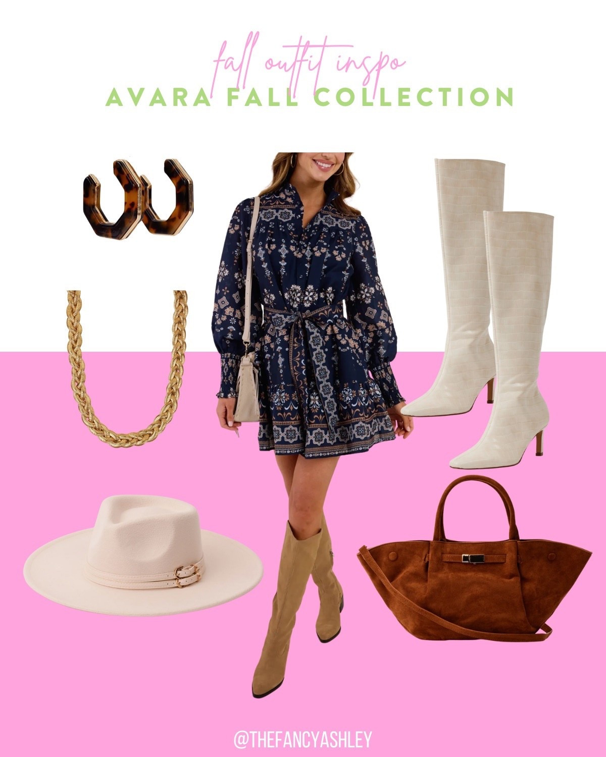 Fall outfit inspo from Avara's fall collection! Absolutely obsessed with this dress - so perfect for fall and loving the blue color and print. Pair this with boots for the perfect fall look that's ideal for date night, dinner with the girls, or even family photos. Use FANCY15 for 15% off your first order!

#LTKSeasonal #LTKStyleTip