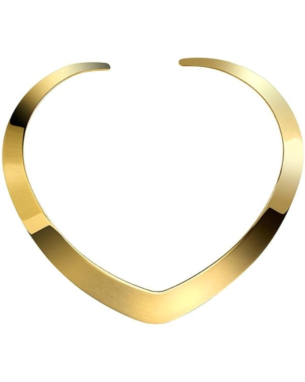 High Polished Stainless Steel Necklace Love Choker Heart Shape Women Statement Jewelry | Amazon (US)