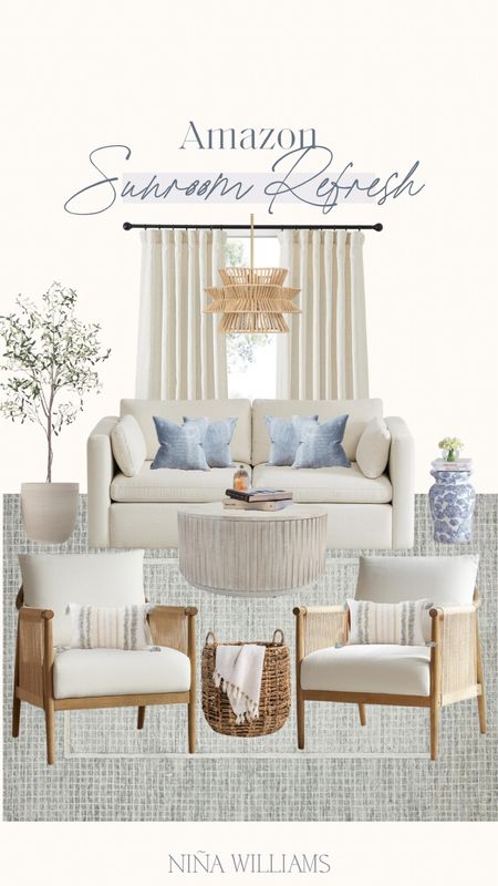 Sunroom Refresh! Amazon home finds - spring decor - neutral home decor - indoor/ outdoor furniture - rattan chandelier - garden stool - accent chair

#LTKstyletip #LTKhome #LTKfindsunder100