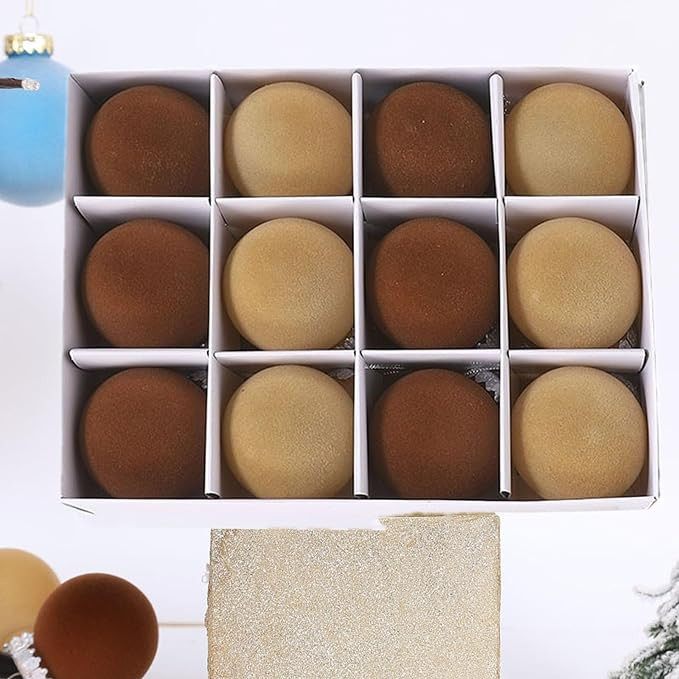 12Pcs Velvet Christmas Balls, 2.4InchFlocked Christmas Tree Balls Ornaments Velvet Christmas Plas... | Amazon (CA)