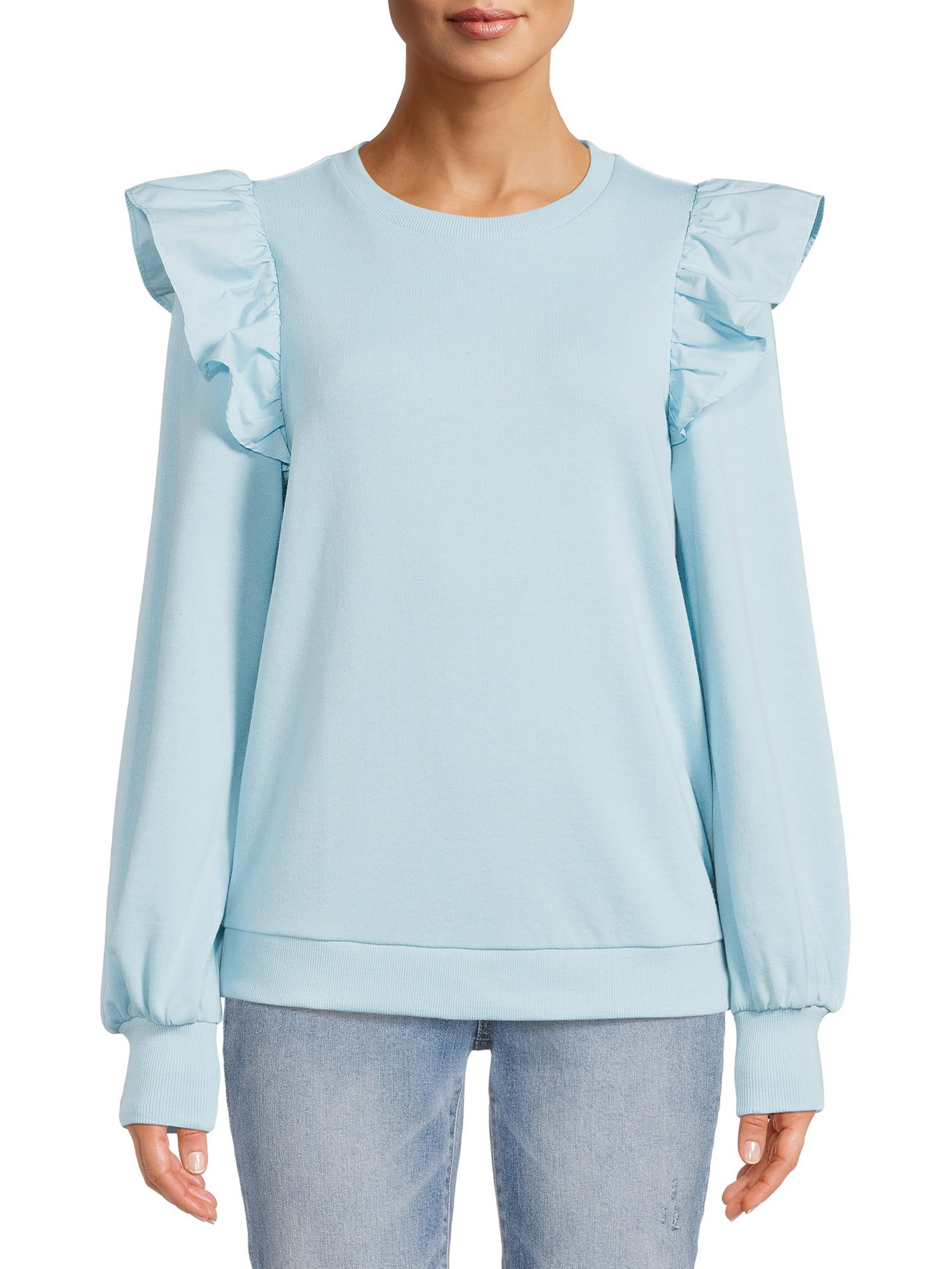 The Get Women's Long Sleeve Ruffle Sweatshirt | Walmart (US)
