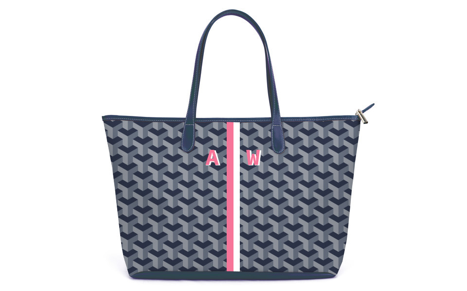 St. Anne Zippered Tote - Monogram Stripe | Barrington Gifts